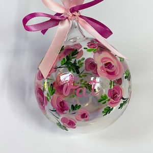 6 BOMBONIERE personalizzate con nome e fiori, ornamento dipinto a mano. set di 6 palline decorate, idea bomboniera battesimo, comunione.
