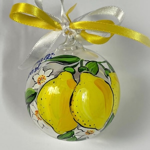 Ornamento con Limoni, souvenir di Capri, Sorrento, Costiera Amalfitana, Positano, Sorrento, Limone sul Garda. Pallina personalizzata Italia