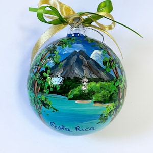Costa Rica souvenir, huwelijksreis souvenir, vakantie met vrienden. Uniek verzamelornament met gepersonaliseerd schrift op de achterkant