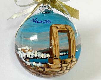 Personalized NAXOS souvenir from Greece. Hand painted ornament for your tree collection, a perfect gift to remember your fantastic holiday