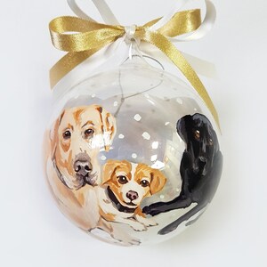 Custom three dogs portrait from photograph. Pet lovers gift, keepsake of your loving dogs. Unique original gift. Dog memorial to hang tree