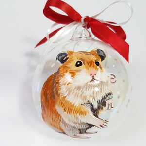 Personalized HAMSTER from photo, your pet painted on a glass sphere. Refined Christmas gift, beautiful and sentimental ornament.