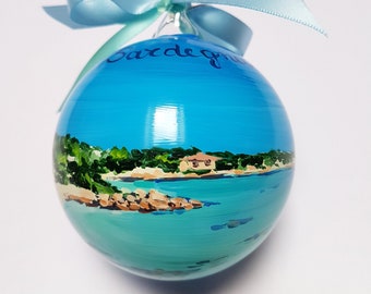 Sardinia hand painted ornament. Souvenirs of your wonderful holiday in Italy, on the beautiful island beaches . Travelers gifts.