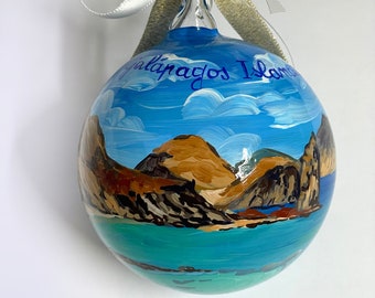 Galapagos Islands hand painted ornament, souvenir of your holidays. Handmade personalized gift for travellers, unique gifts.