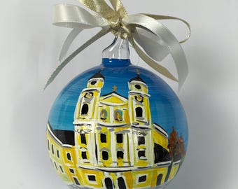 Custom ornament, Mondsee Austria. Ask for your favorite hand painted country. Holiday souvenirs for your wonderful Christmas tree 2025