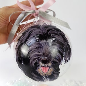 Large dog portrait ball, glass ball decorated with your pet. Your dog memory, sentimental and artistic gift for dog lover.