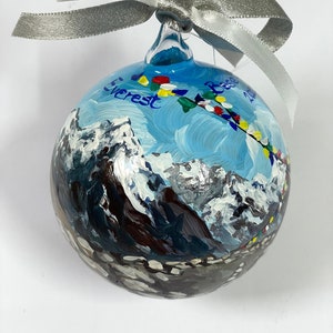 Everest base camp ornament, the celebration of your adventure trip, gift for high mountains lovers. Hand painted from your photo