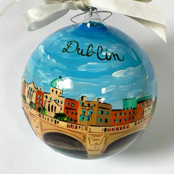 Dublin ornament, cities of Ireland custom ornaments. Gift for travel lovers, to remember your Irish holidays. Collect the European city!