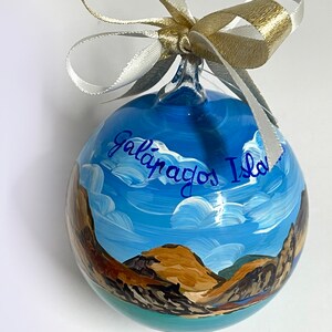 Galapagos Islands hand painted ornament, souvenir of your holidays. Handmade personalized gift for travellers, unique gifts. image 3