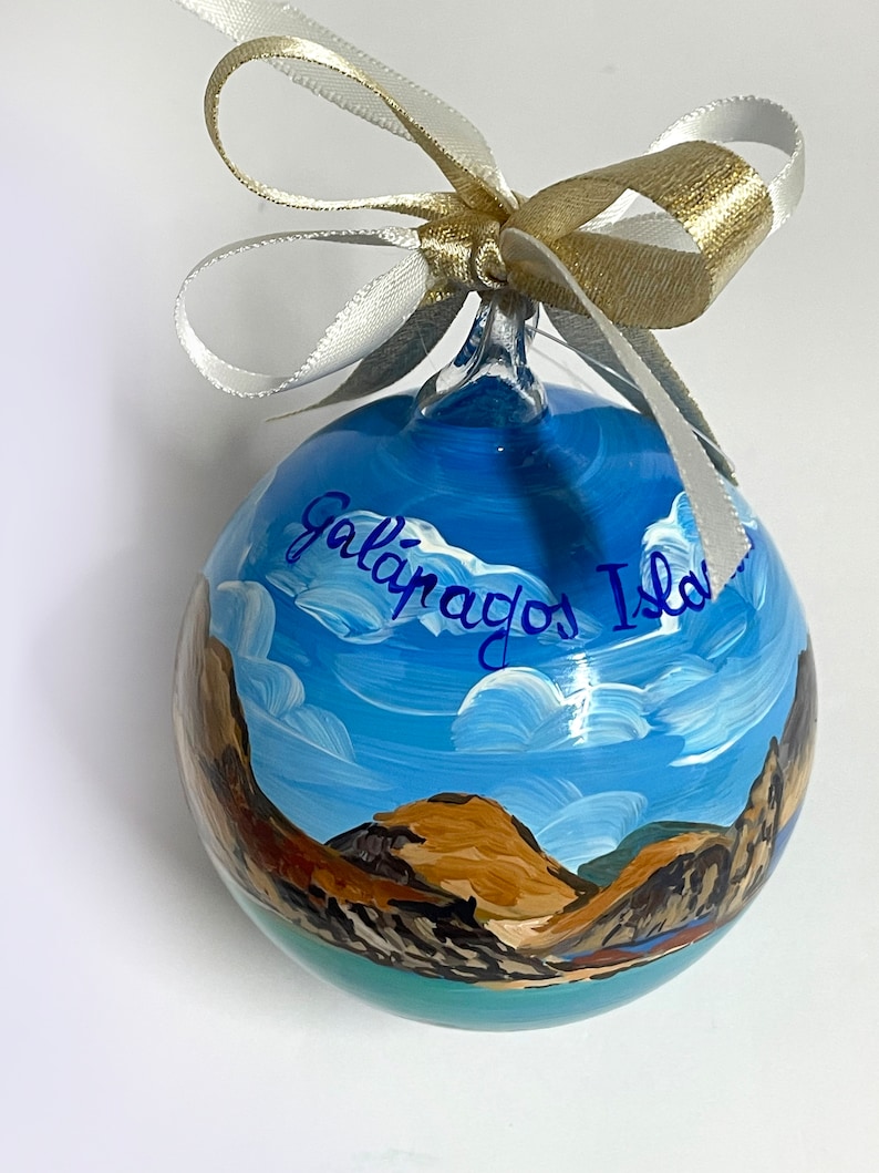 Galapagos Islands hand painted ornament, souvenir of your holidays. Handmade personalized gift for travellers, unique gifts. image 3