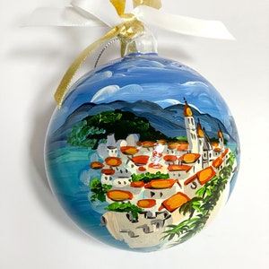 Croatia souvenir, Trogir hand painted ornament, unique original gift for travelers andcruise sea lovers. Personalized Christmas baubles. image 4