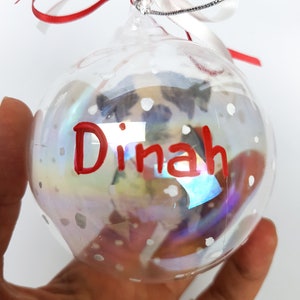 Personalized ornament with your dog with name written and dedication. Cute and original hand painted gift for pet lovers. image 3