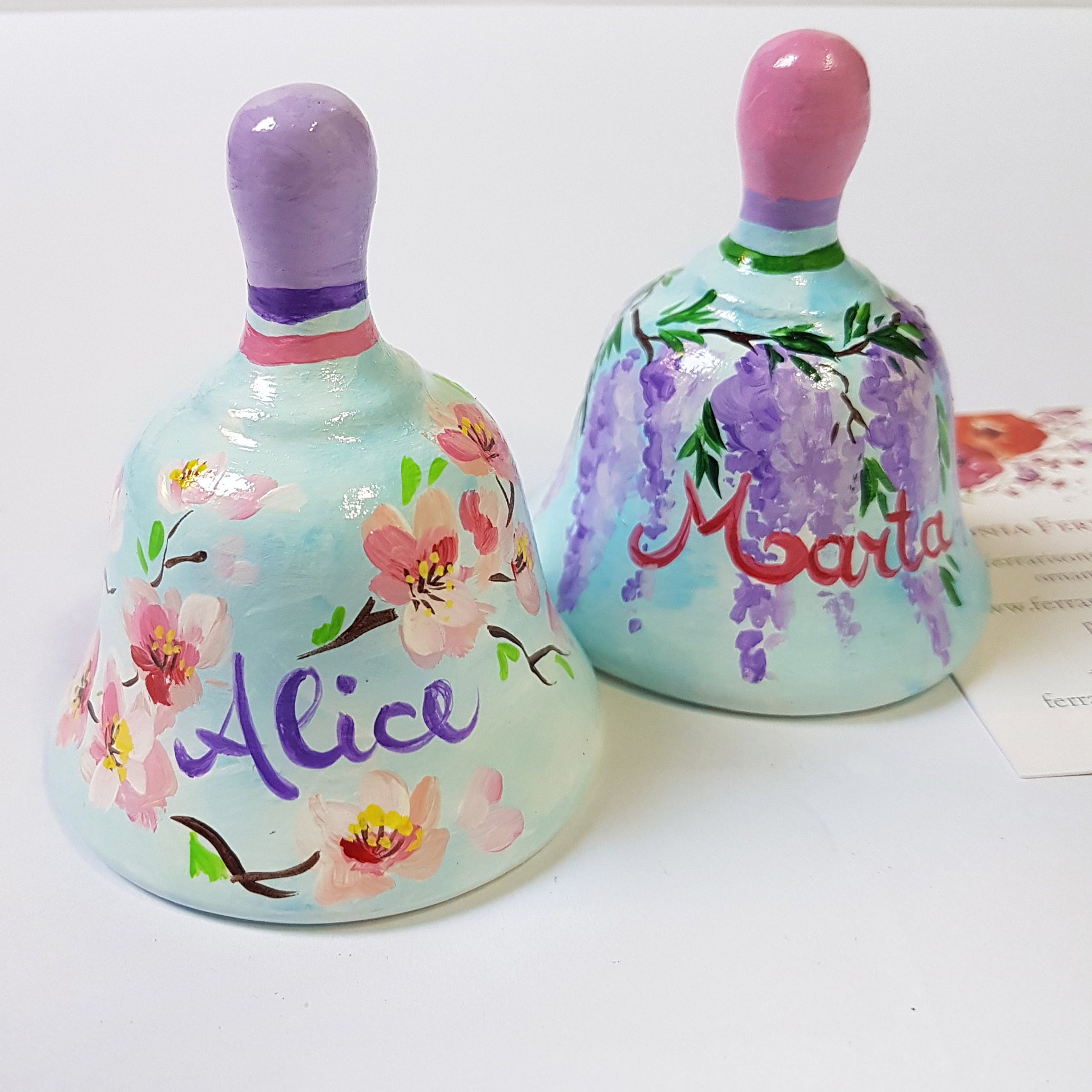 Handsel Good Luck Hand Painted Bell With Name, Elegant Place Card for Easter ...