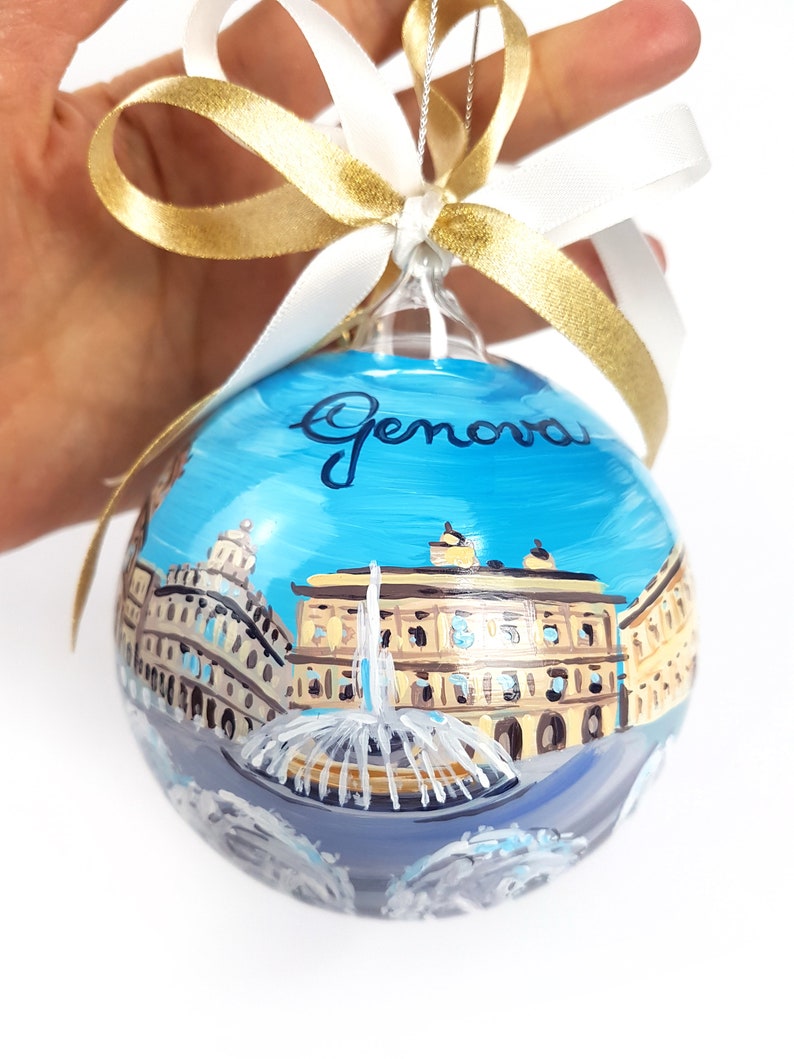 Custom City, Genoa Italy. Gift ornament for travelers to Italian countries of art, souvenir of travel, holiday of pleasure or work. image 8