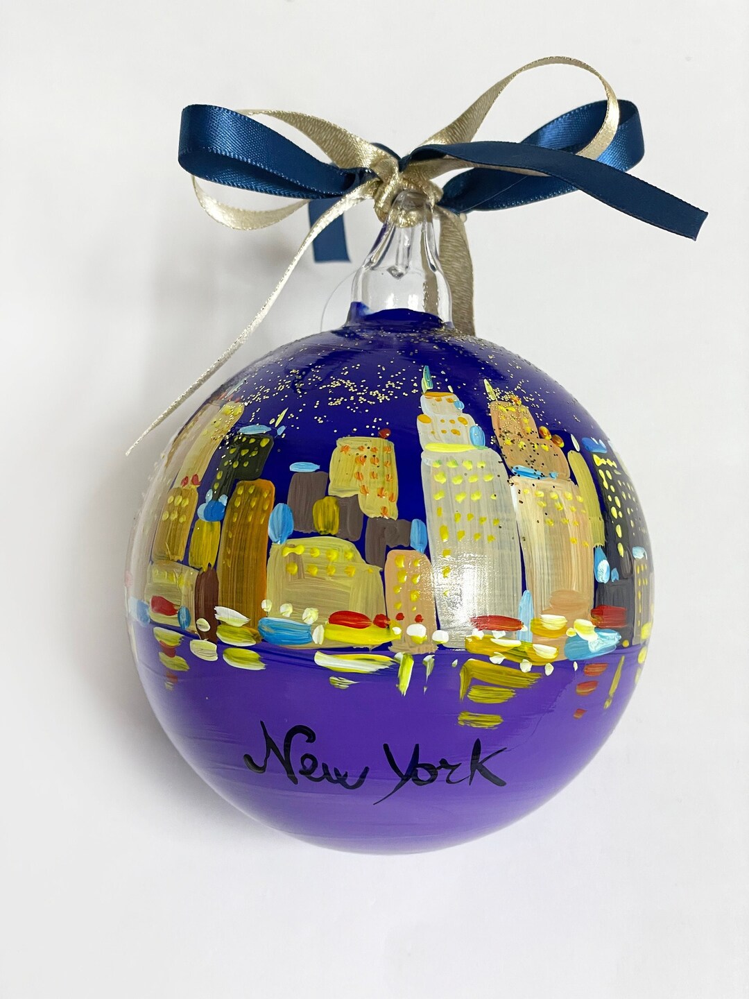 New York City Ornament, Hand Painted Sphere. Particular, Unique
