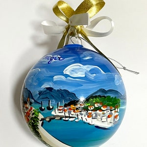 Croatia souvenir, Trogir hand painted ornament, unique original gift for travelers andcruise sea lovers. Personalized Christmas baubles. image 6