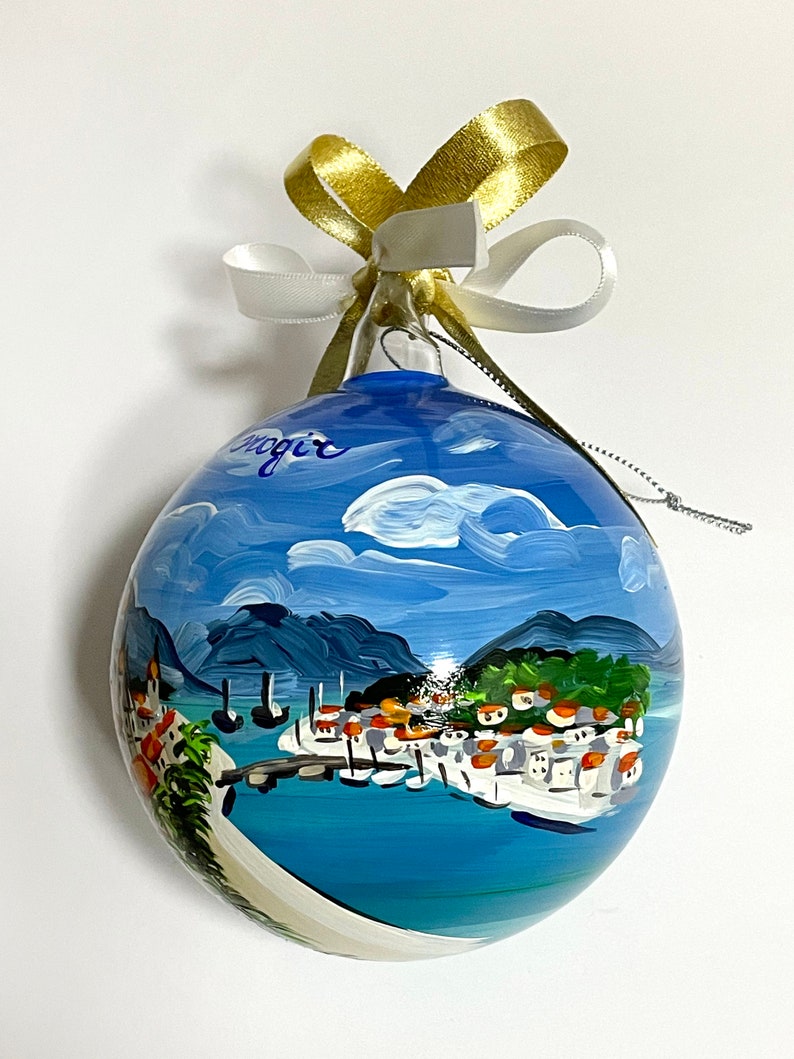 Croatia souvenir, Trogir hand painted ornament, unique original gift for travelers andcruise sea lovers. Personalized Christmas baubles. image 6