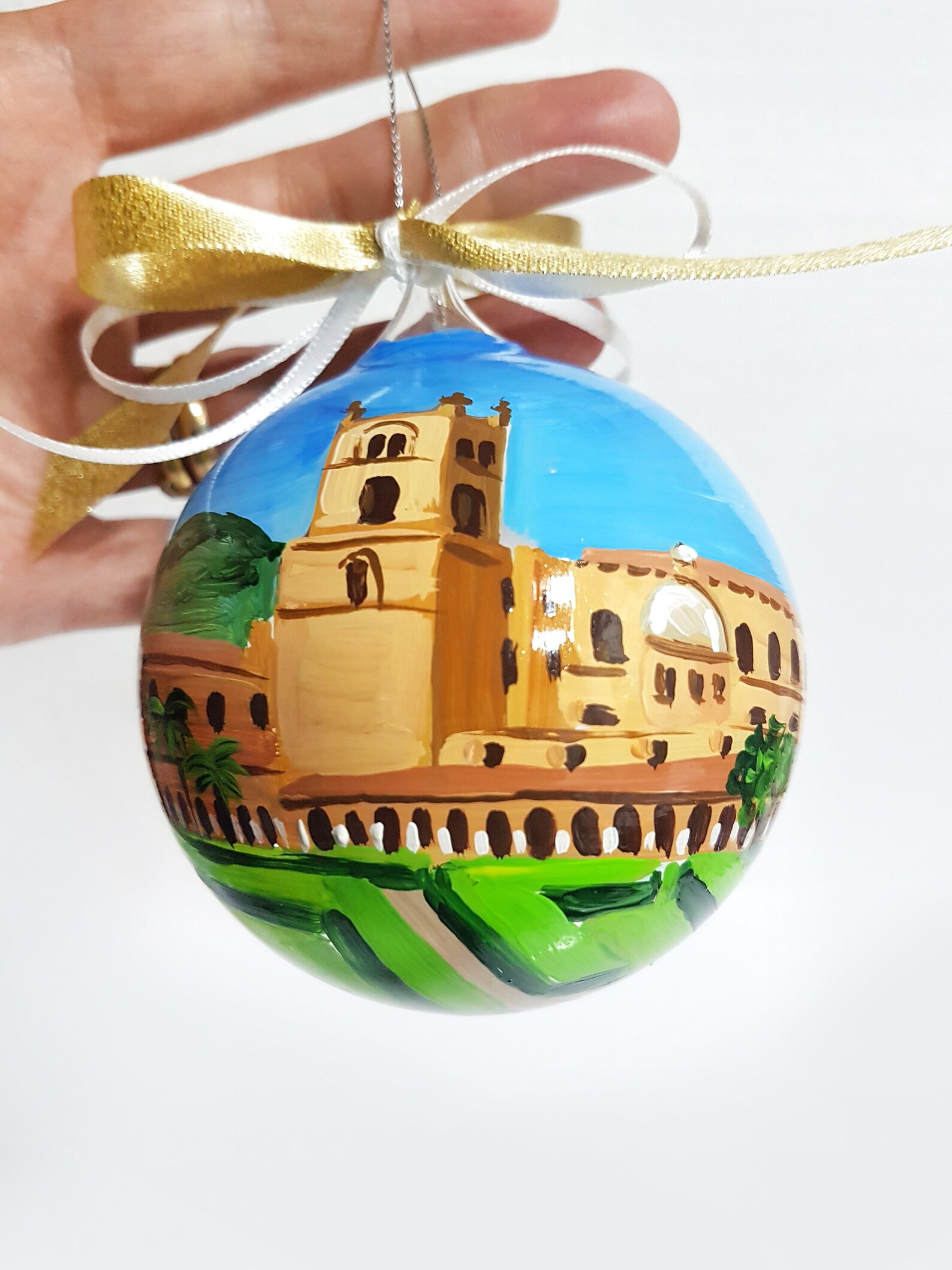 Sicily Monreale customizable ornament. Hand painted Christmas | Etsy