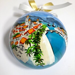 Croatia souvenir, Trogir hand painted ornament, unique original gift for travelers andcruise sea lovers. Personalized Christmas baubles. image 8