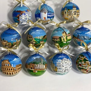 Croatia souvenir, Trogir hand painted ornament, unique original gift for travelers andcruise sea lovers. Personalized Christmas baubles. image 10