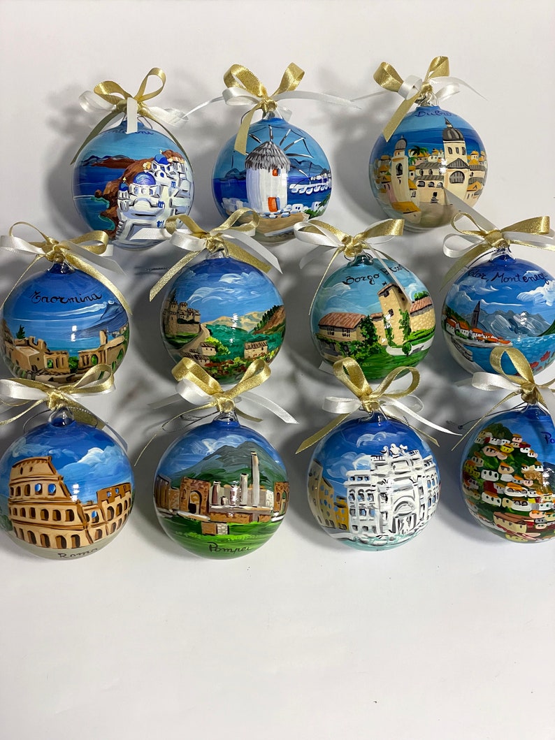 Croatia souvenir, Trogir hand painted ornament, unique original gift for travelers andcruise sea lovers. Personalized Christmas baubles. image 10