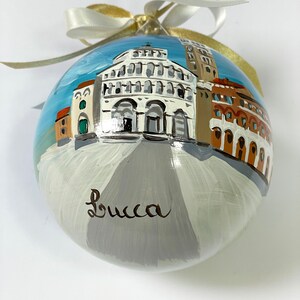 Lucca Italy Custom City Ornament on Christmas Baubles. Italian Ornament