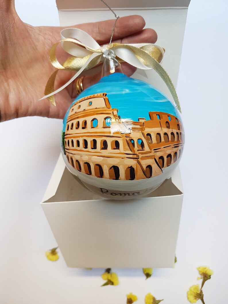 Hand Painted Rome Ornament on Christmas Ball. Colosseum Etsy UK
