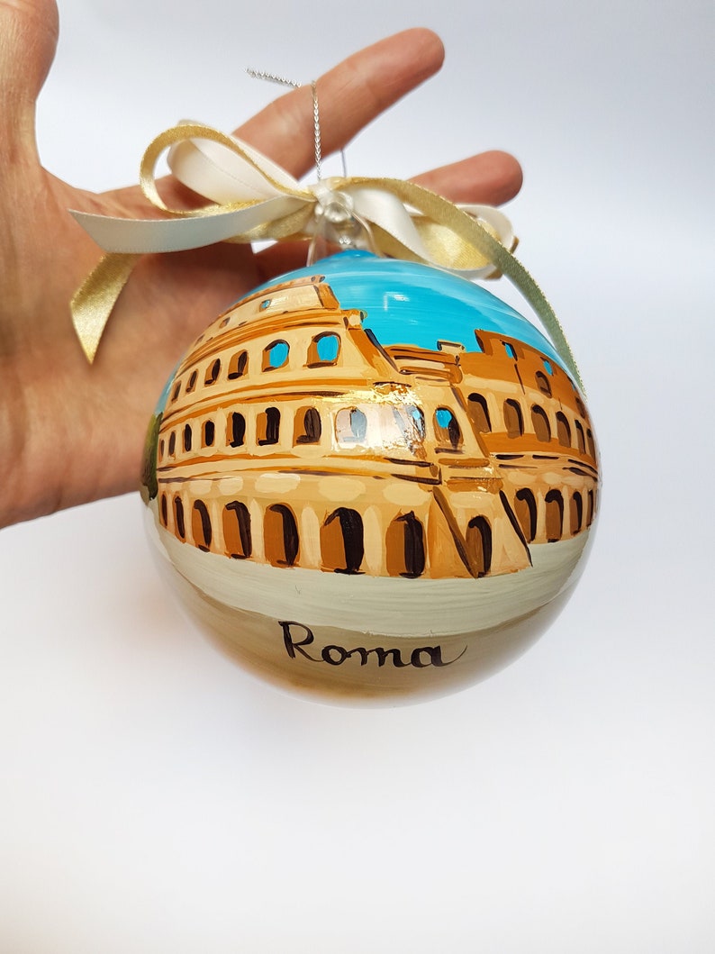 Hand painted Rome ornament on Christmas ball. Colosseum Etsy