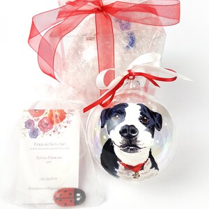 Personalized ornament with your dog with name written and dedication. Cute and original hand painted gift for pet lovers. image 8