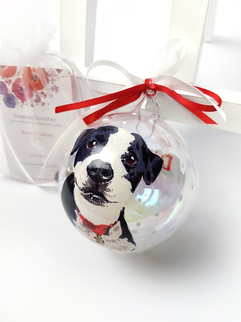 Personalized ornament with your dog with name written and dedication. Cute and original hand painted gift for pet lovers. image 7