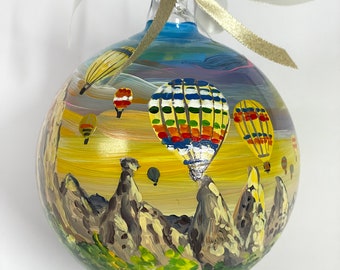 Cappadocia ornamento dipinto a mano. Souvenir del viaggio in Turchia, regalo per amici di viaggio meraviglioso. Regali personalizzati.