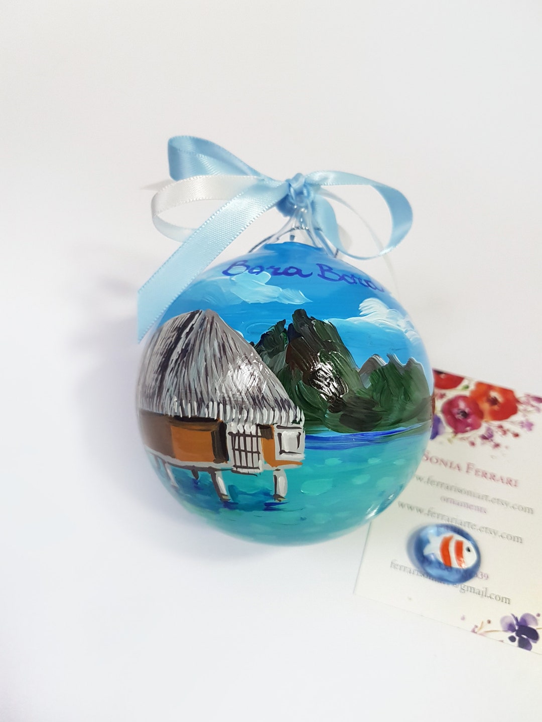 Personalized Bora Bora Souvenir, Hand Painted Christmas Ornament. Ideal ...