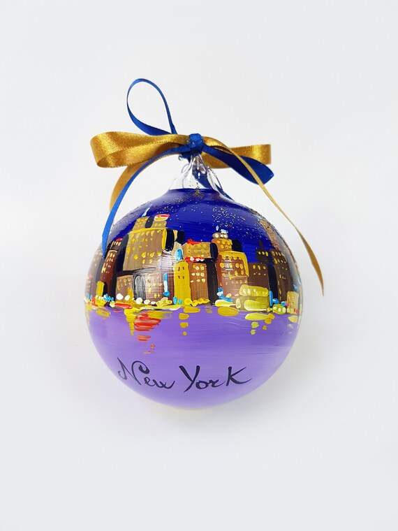 New York City Ornament Hand Painted Sphere. Particular Etsy