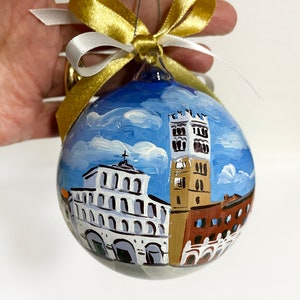 Lucca Italy Custom City Ornament on Christmas Baubles. Italian Ornament