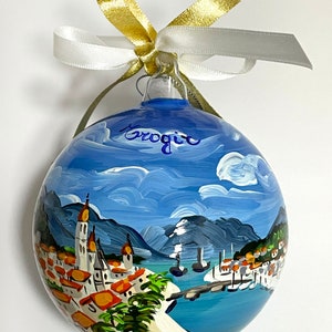 Croatia souvenir, Trogir hand painted ornament, unique original gift for travelers andcruise sea lovers. Personalized Christmas baubles. image 5