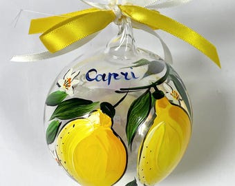 Ornament with Lemons, souvenir of Capri, Sorrento, Amalfi Coast, Positano, Sorrento, Limone sul Garda. Personalized ball from Italy.
