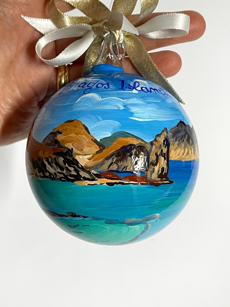 Galapagos Islands hand painted ornament, souvenir of your holidays. Handmade personalized gift for travellers, unique gifts. image 7