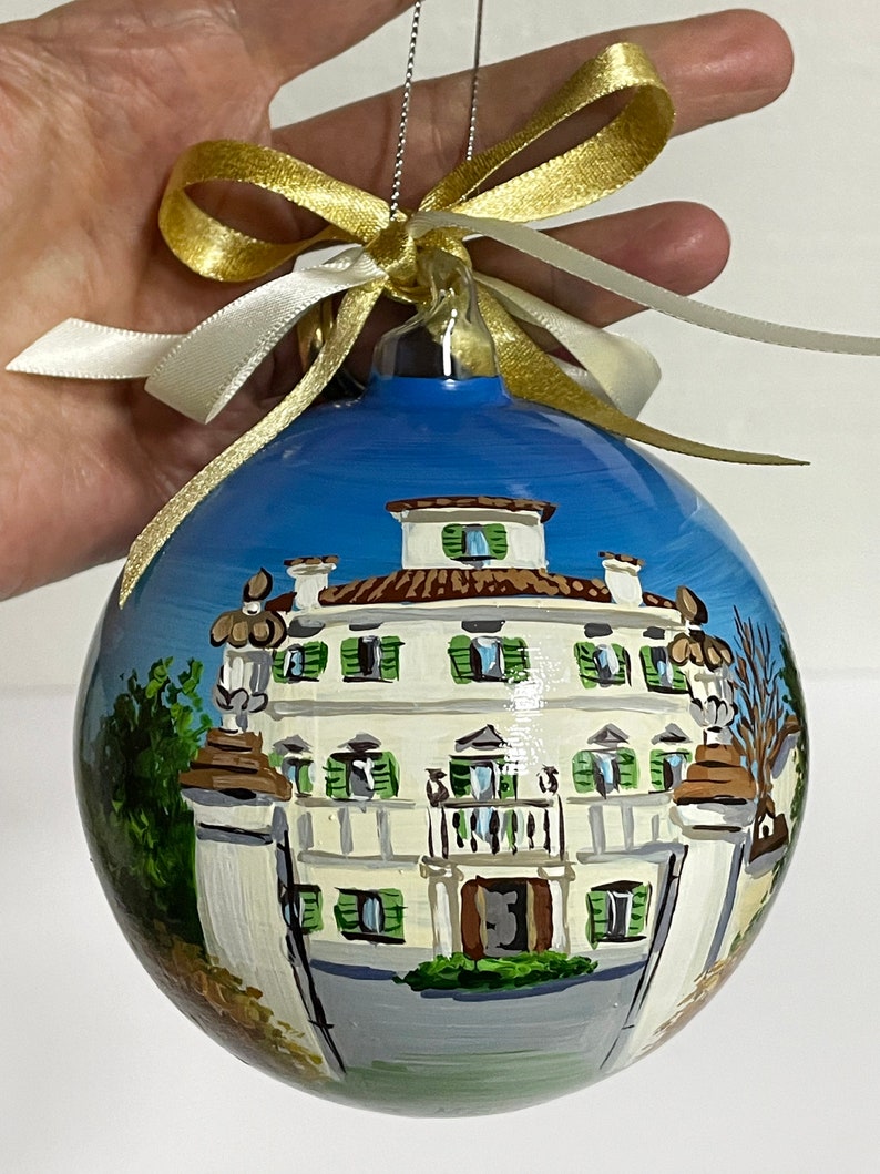 Custom Villa ornament, holiday Hotel restaurant, remembering a loved one wedding, Souvenir gift from Italy, la dolce vita, luxury villa. 10 cm