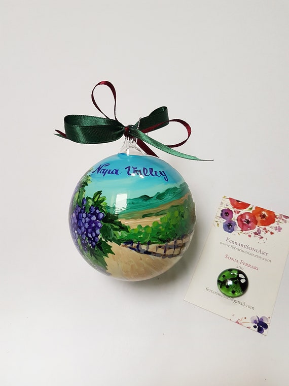 Napa Valley Custom Hand Painted Ornament With Vineyard Etsy