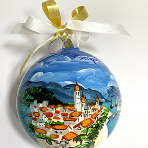 Croatia souvenir, Trogir hand painted ornament, unique original gift for travelers andcruise sea lovers. Personalized Christmas baubles. image 7