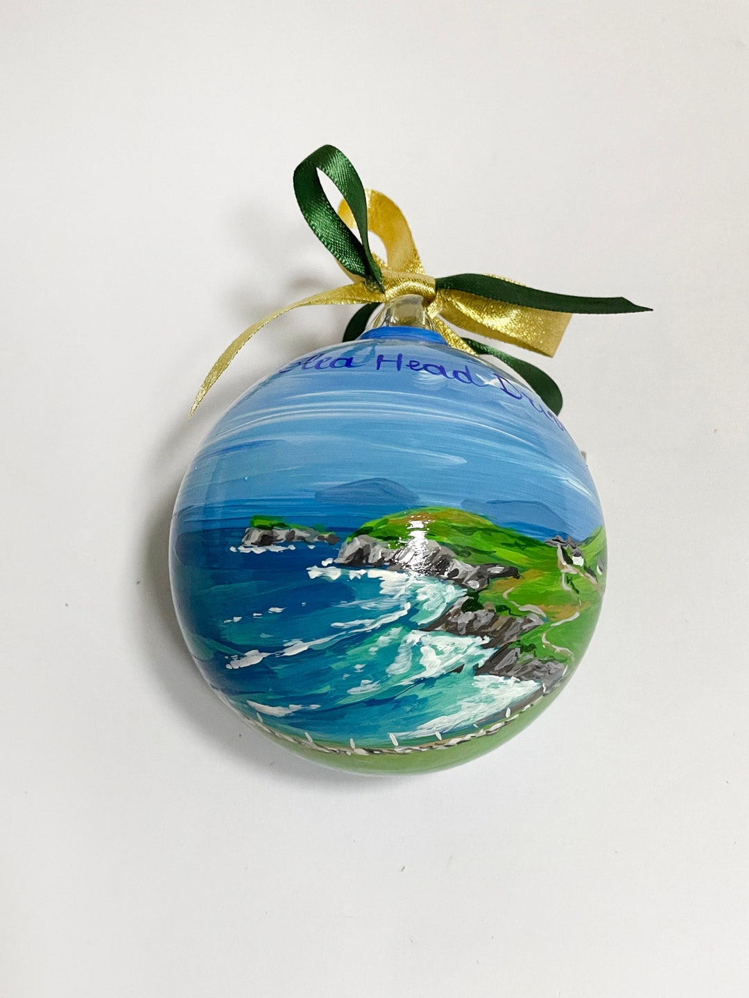 Slea Head Drive Ornament. Irish Landscape Hand Painted on Glass