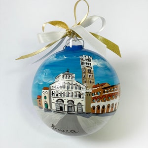 Lucca Italy Custom City Ornament on Christmas Baubles. Italian Ornament