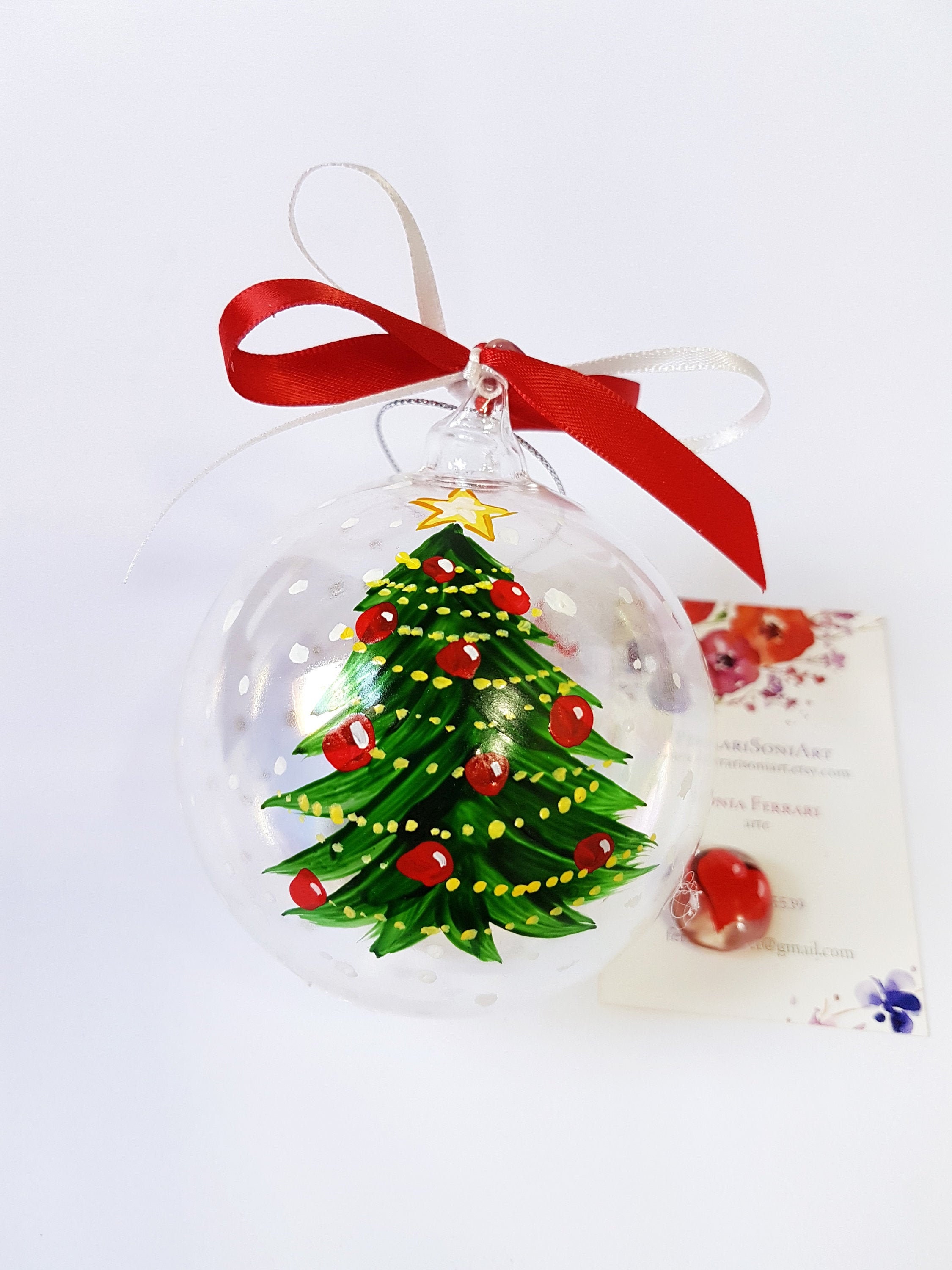 Palla di Natale con scritta personalizzata grigia e confezione regalo -  Mobilia Store Home & Favours