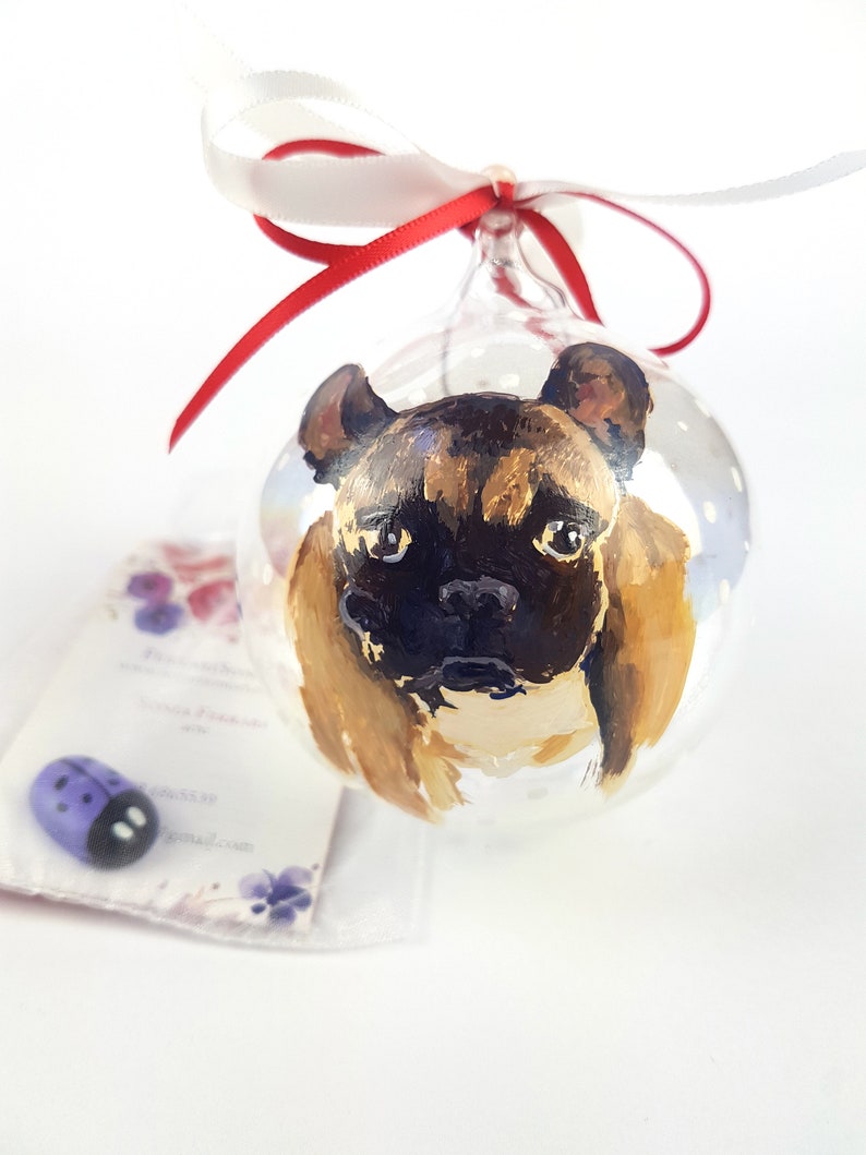 Personalized ornament with your dog with name written and dedication. Cute and original hand painted gift for pet lovers. image 9