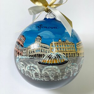 Custom City, Genoa Italy. Gift ornament for travelers to Italian countries of art, souvenir of travel, holiday of pleasure or work. image 2
