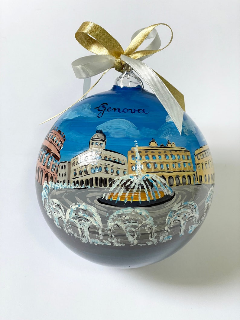 Custom City, Genoa Italy. Gift ornament for travelers to Italian countries of art, souvenir of travel, holiday of pleasure or work. image 2