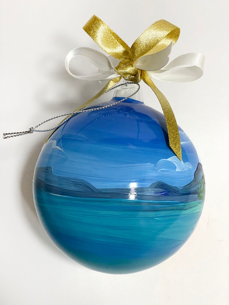 Croatia souvenir, Trogir hand painted ornament, unique original gift for travelers andcruise sea lovers. Personalized Christmas baubles. image 3