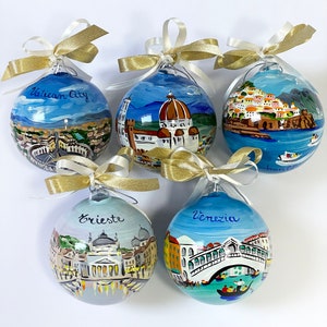 Croatia souvenir, Trogir hand painted ornament, unique original gift for travelers andcruise sea lovers. Personalized Christmas baubles. image 9