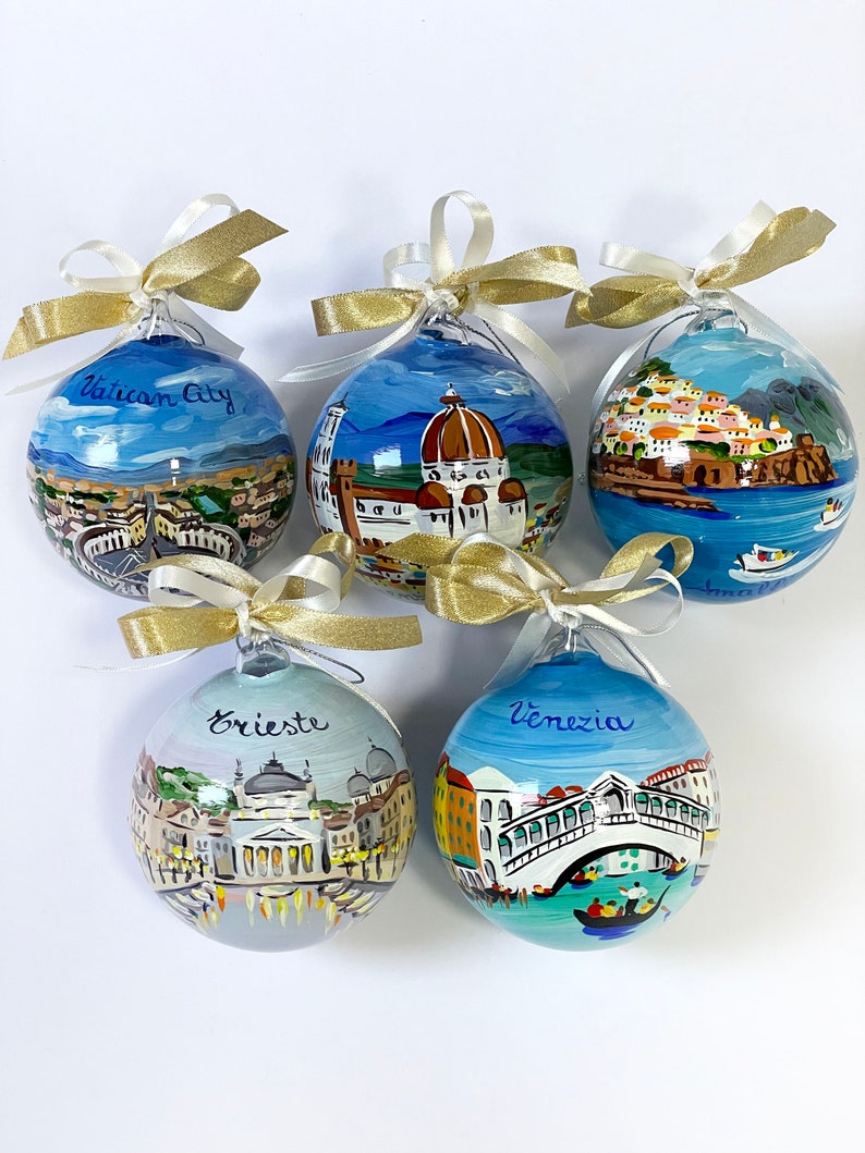 Croatia souvenir, Trogir hand painted ornament, unique original gift for travelers andcruise sea lovers. Personalized Christmas baubles. image 9