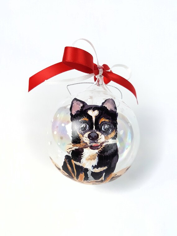 Immagini Di Natale Con Cani.Ritratto Di Cane Su Palline Di Natale Ornamento Dipinto A Etsy